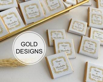 Wedding Chocolate, Wedding Favors, Engagement Favors Chocolate, Gold Designs