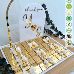 Schokolade in Acryltablett, Hochzeitsgastgeschenke, Verlobungsschokolade, Hochzeitsschokolade, Hochzeitszeremoniedekor, hochwertige Schokolade