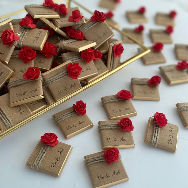 Wedding Favors Chocolate, Wedding Favors, Engagement Chocolate, Wedding Chocolate, Red Floral Chocolate