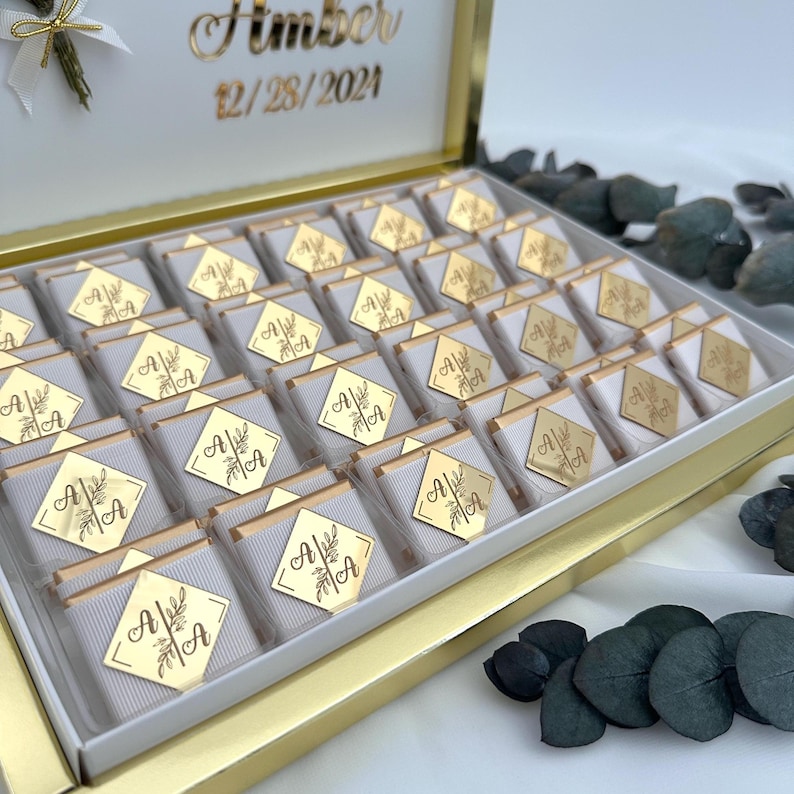 Nikah Zeremonie Gastgeschenke, Hochzeitsgeschenk, Verlobungsschokolade, Lachs Gastgeschenke Bild 4