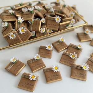 Bomboniere di cioccolato per matrimonio, bomboniere di matrimonio, cioccolatini per bambini, cioccolatini per matrimonio, cioccolatini personalizzati, bomboniere con margherite, bomboniere rustiche