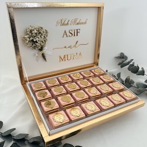 Nikah Zeremonie Gastgeschenke, Hochzeitsgeschenk, Verlobungsschokolade, Lachs Gastgeschenke Bild 1