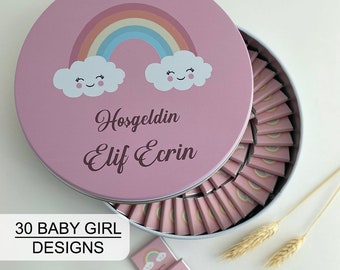 Baby Chocolate, Custom Metal Box Chocolates For Baby, Baby Chocolate / Customizable Baby Chocolates, Baby Girl