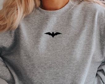 Embroidered Bat Sweatshirt, Halloween Bat Shirt, Bat Hoodie, Embroidered Sweatshirt Hoodie, Bat Clothing