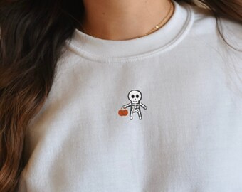 Embroidered Skeleton Sweatshirt, Halloween Hoodie, Halloween Sweatshirt, Skeleton Hoodie, Fall Hoodie, Spooky Shirt, Pumpkin Shirt
