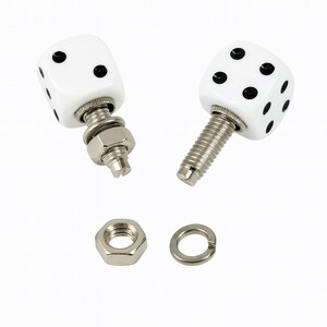 4 Blue Aluminum Dice License Plate Screws – Clear Dot Design, Fits Harley & Universal