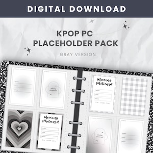 Grey Kpop Fotokartensammlung Ordner Platzhalter (Printable PDF)