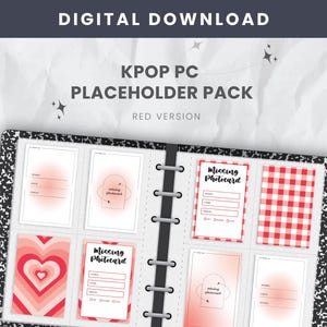 Red Kpop Photocard Collection Binder Placeholder (Printable PDF)