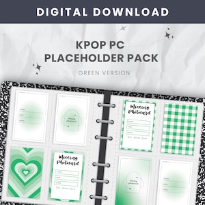 Green Kpop Photocard Placeholder Printable: Collection Binder Filler (PDF)