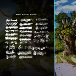 Anime & Manga Ultimate Procreate / Photoshop ABR Brushes Pack Vegetation Background Inking and many more image 2
