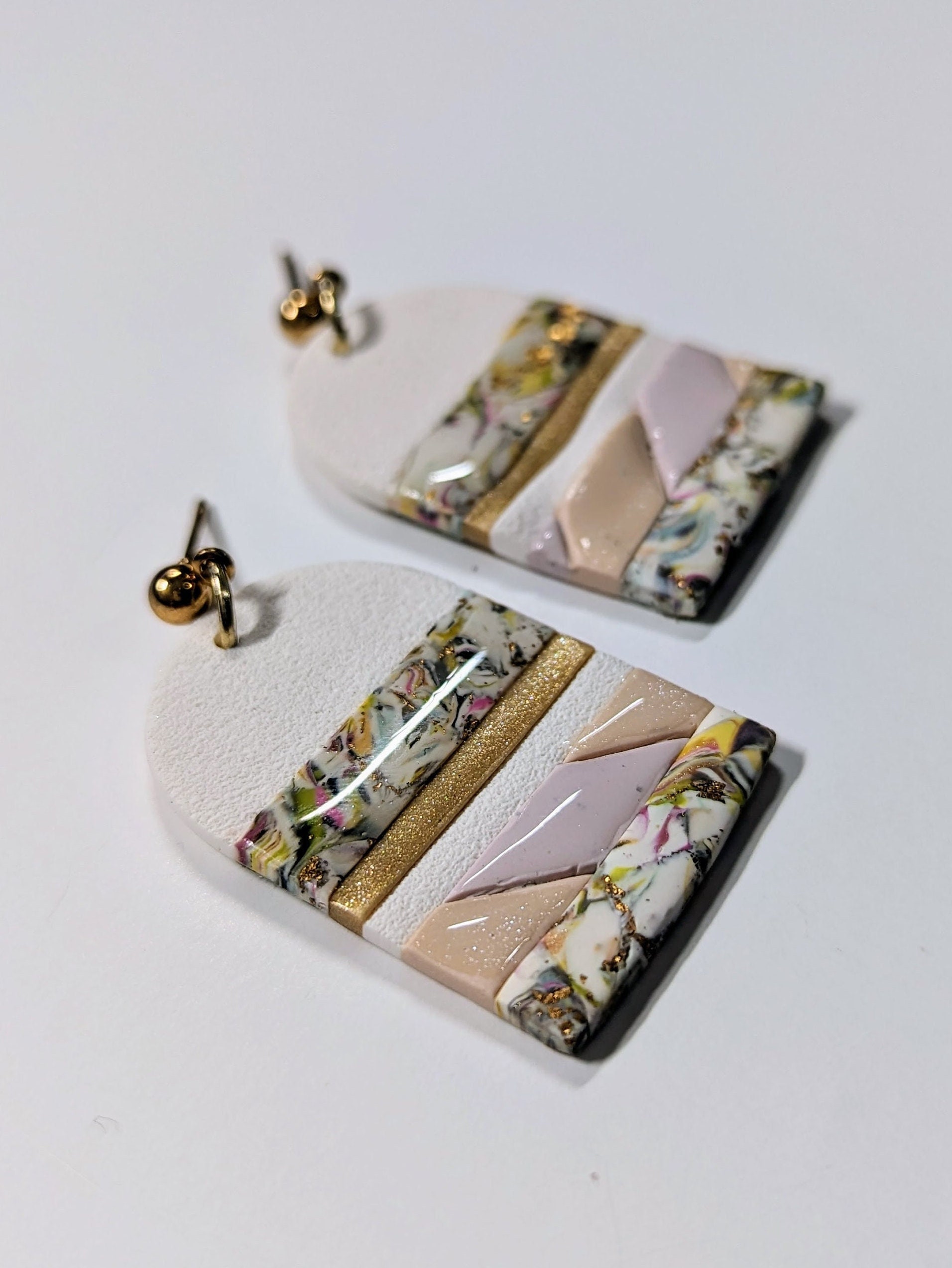 Mosaic Arch Handmade Polymer Clay Earrings - Etsy