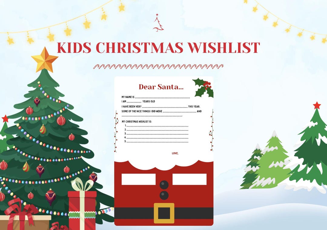 Santas Christmas Wishlist Fun & Printable Template for Kids - Etsy
