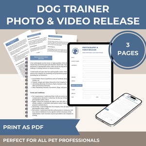 Vrijgaveformulier voor foto's en video voor huisdieren: canva-sjabloon (digitale download)