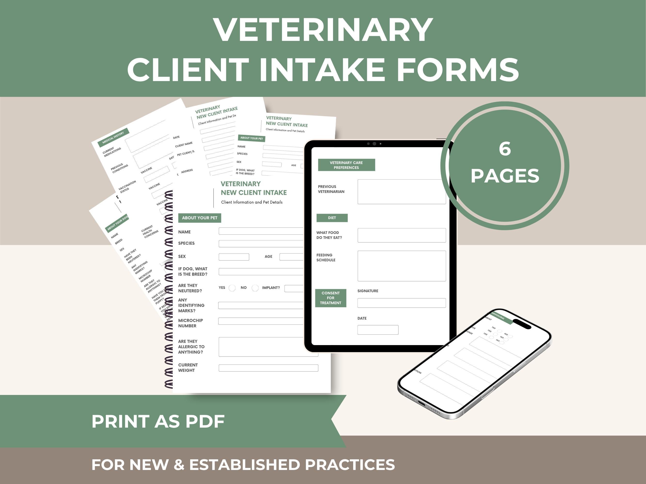 Veterinary Intake Form Template: Editable Canva Design (PDF Download ...
