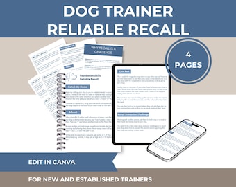 Guía de adiestramiento canino para la llamada: Plantillas editables de Canva (Descarga en PDF)