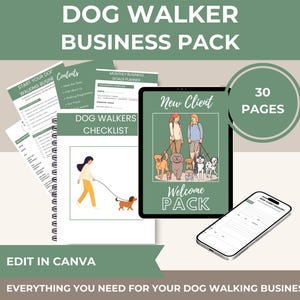 Dog Walker Printable Business Bundle Pet Sitter Printable Kit New Client Forms Welcome Pack Contract Flyers Schedules Planner & Trackers PDF
