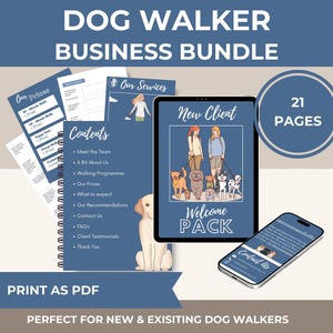 Dog Walker Client Welcome Pack & Intake Forms: Canva Templates (Digital Download)