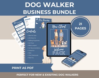 Welkomstpakket en intakeformulier voor klanten Dog Walker: canva-sjablonen (digitale download)