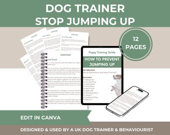Guía de adiestramiento para cachorros: Dejar de saltar, refuerzo positivo (Descarga PDF, plantilla de Canva)