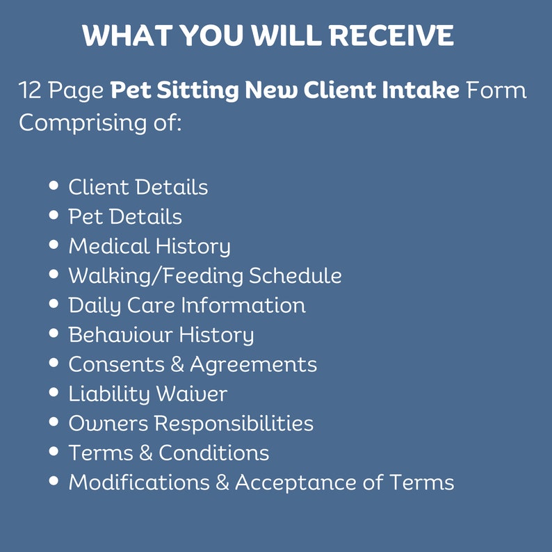 Pet Sitter Client Intake Form Template: Dog & Cat Business (canva ...