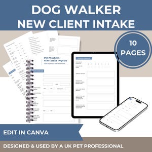 Dog Walker Client Intake Form Template: Editable Canva Forms (Digital Download)