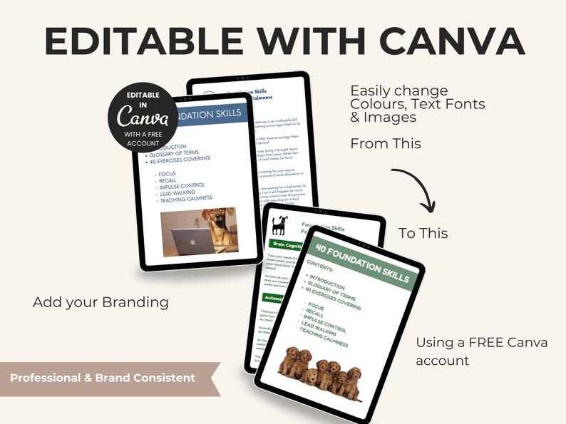 Dog Training Business Templates: Editable Canva Guides (Digital Download)