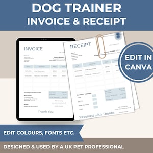 Invoice Template for Dog Trainers or other Small Businesses: Editable Canva Receipt (Digital Download)