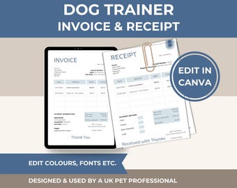 Invoice Template for Dog Trainers or other Small Businesses: Editable Canva Receipt (Digital Download)