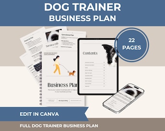 Dog Training Business Plan Template: Editable Canva Forms (Digital Download)