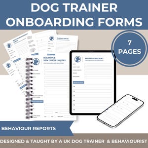 Formularios de incorporación de clientes para adiestradores de perros: Plantilla editable de informe de comportamiento (Descarga PDF, Canva)