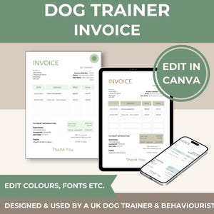 Dog Training Invoice Template: Editable Pet Business Form (Canva)