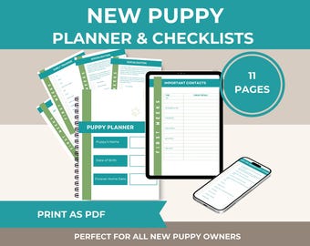 New Puppy Planner: Socialisation & Training Tracker for new dog owners. Instant Download Canva Template