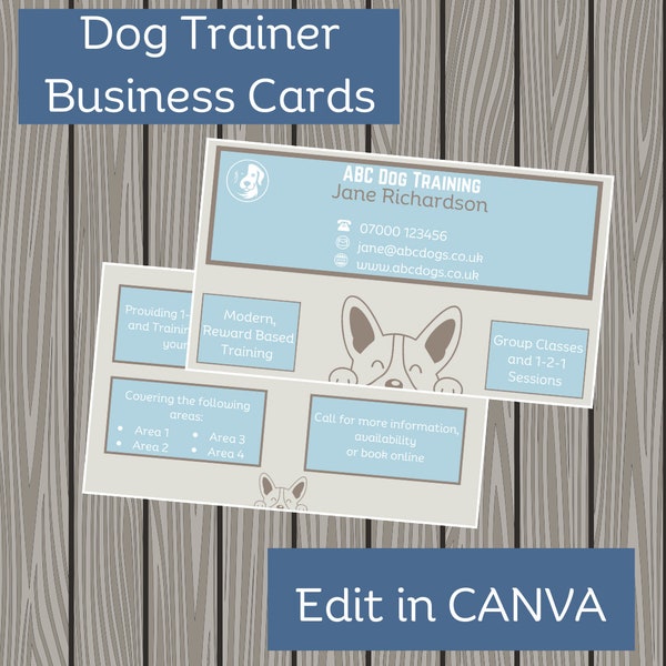 Dog Trainer Business Card Canva Template Behaviour & Training Behaviorist