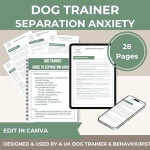 Dog Separation Anxiety Guide: Trainer Client Handout, Exercises (Canva Template, Digital Download)
