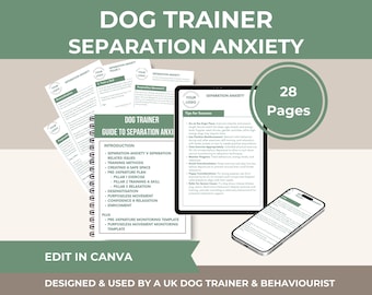 Dog Separation Anxiety Guide: Trainer Client Handout, Exercises (Canva Template, Digital Download)