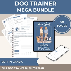 Utskrivbart företagspaket för hundtränare Mallar för husdjursträning Företagsblad Direktnedladdning Nya hundtränare Starta företag
