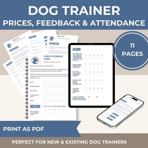 Dog Trainer Business Templates: Client Forms, Price List, Attendance Forms (Canva & PDF Download)