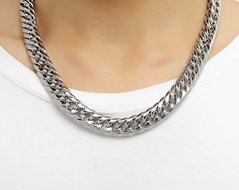 Stainless Steel Silver Chain Necklace Jewelry Gift for Men 19 inches