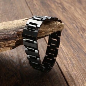 Stylish Black Tungsten Link Bracelet for Men 8.3 Inches (Shiny) Gift Jewellry