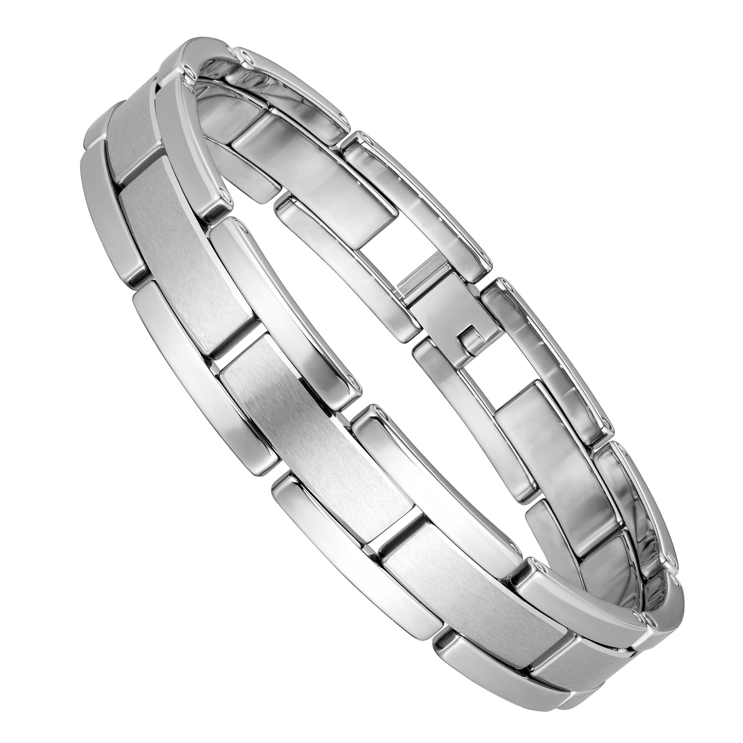 Stylish Mens Tungsten Bracelet, Polished Silver Chain Bracelet, Durable