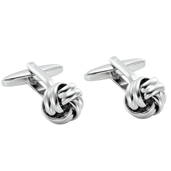 Nautical Knot Cufflinks, Stainless Steel Cufflinks for Men (Silver), Man Wedding Cufflink, Groomsmen Gift, Man Accessory