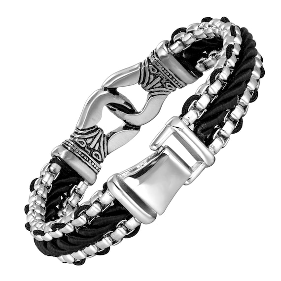 Black metal deals bracelet for ladies