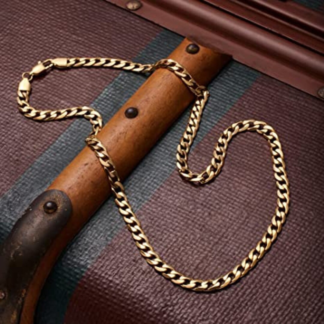 316L Stainless Steel Gold Plated Chain Necklace, Jewelry Gift for Him