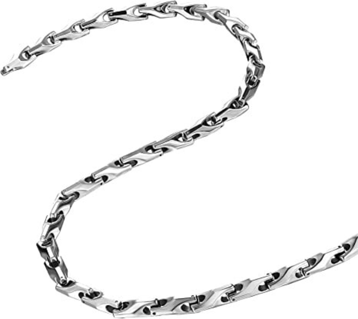Classic Mens Tungsten Necklace Silver Link Tungsten Chain Man Etsy