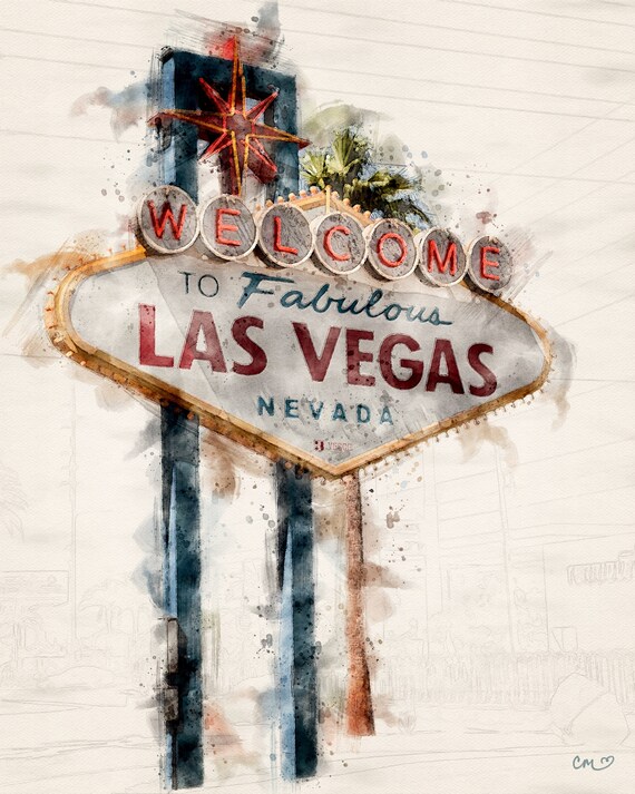 Las Vegas Watercolor - Etsy