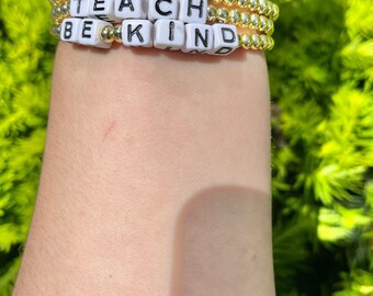 Words of Affirmation Bracelet I Acrylic Square Letter Bracelet I Gold Plated BeadsI Custom Gift I Made to Order Gift for Women