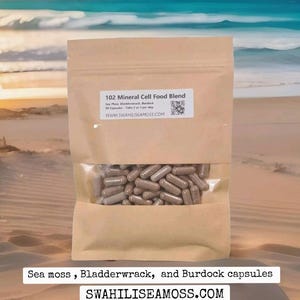 Sea Moss + Bladderwrack + Burdock blend - 90 Alkaline Herbal Vegan Capsules