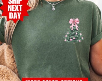 Comfort Colors® Coquette Christmas Shirt, Christmas Tree Sweatshirt, Christmas Bow Shirt, Coquette Christmas Sweatshirt, Christmas Shirt