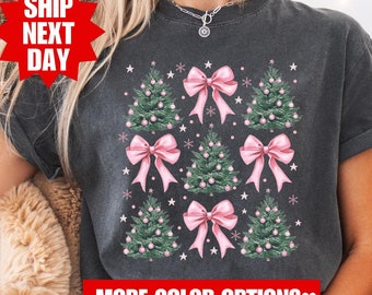 Comfort Colors® Coquette Christmas Shirt, Christmas Tree Sweatshirt, Christmas Bow Shirt, Coquette Christmas Sweatshirt, Christmas Shirt