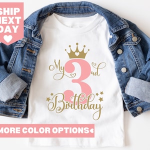 My Third Birthday Shirt, 3rd Birthday Shirt, Birthday Girl Shirt, Princess Shirt, 3rd Birthday Outfit, Gift for Birthday Girl, Toddler Shirt